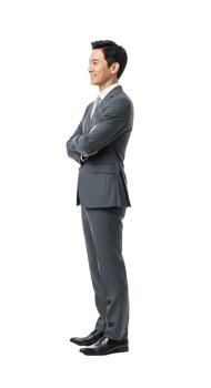 Businessman standing with arms crossed png