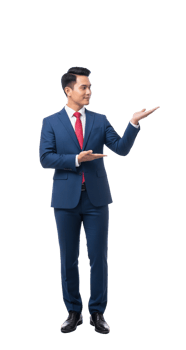 Businessman in suit and tie holding up his hand png