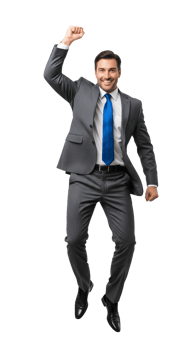 A man in a suit and tie is jumping png
