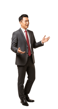 A man in a suit and tie is gesturing png