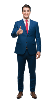 A man in a suit and tie giving the thumbs up png