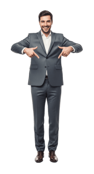 A man in a suit is making a gesture png
