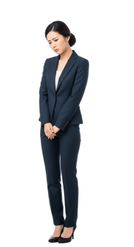 Business woman standing with hands folded png