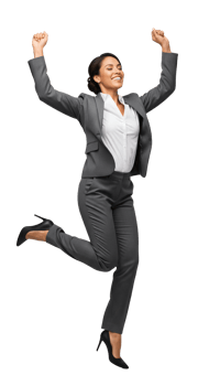 A woman in a business suit is jumping png
