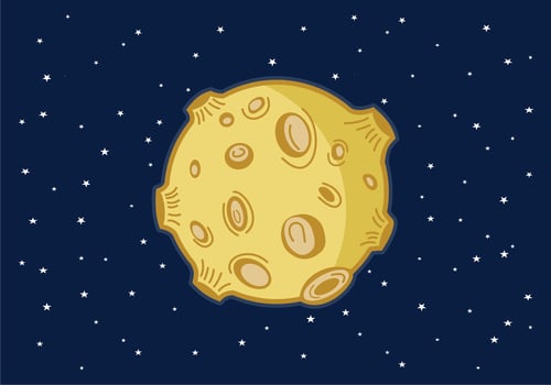 cartoon moon in space with stars vector