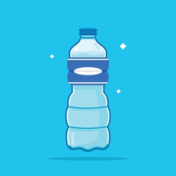 380ml corrugated plastic water bottle, healthy blue drinking water packed in a bottle, recyclable and easy to store liquid. vector