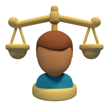 A cartoon man is standing on a balance scale png