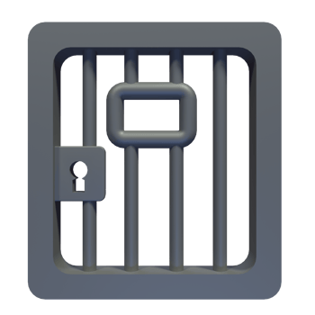 A jail cell with a key and lock png