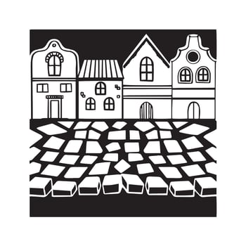 Stone products, pavement paving stones in the yard monochrome vector
