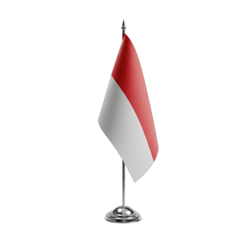 A red and white flag on a metal pole png