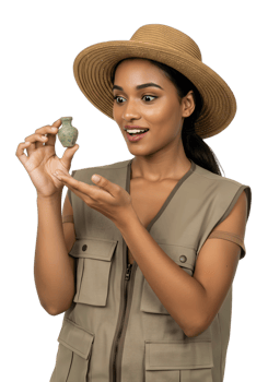 A woman in a hat holding a small object png