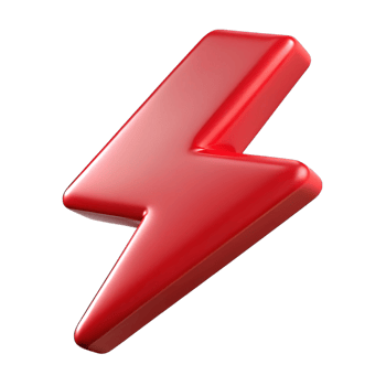 3d red lightning bolt icon isolated on transparent background png