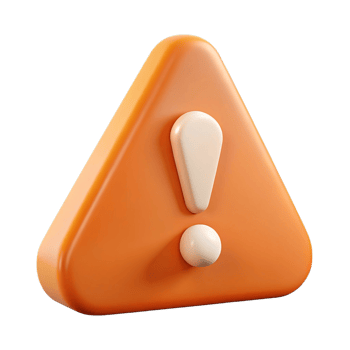 3d orange triangle exclamation mark icon isolated on transparent background png