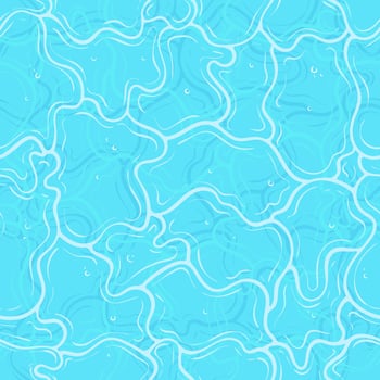 Hand drawn seamless pattern of blue rippled swimming pool, aquatic water surface texture for summertime vector