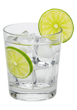 Fizzy Lime Soda or Gin and Tonic with Bubbles in a Glass, Isolated on Transparent Background. png