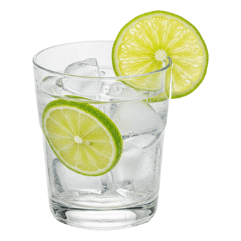 Glass of Sparkling Water with Lime and Ice, a Refreshing Non-Alcoholic Beverage. Cut Out, Clipping Path on Transparent Background. png