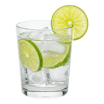 Glass of Cold Refreshing Cocktail with Lime and Ice, Garnished with a Lime Wheel. Cut Out, Clipping Path on Transparent Background. png
