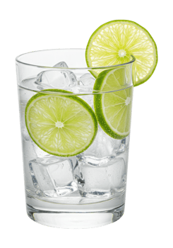 Gin and Tonic Cocktail with Lime Slices and Ice, Isolated on a Transparent Background. png