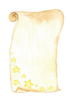Magical scroll with golden stars design for creative projects and fantasy themes. Vertical template for certificate, diploma, invitation. Copy space. End of course. Back to school. Education concept png