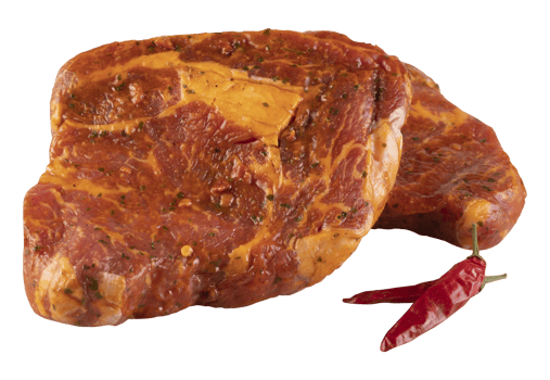 Steak with fresh chili cut out isolated transparent background png