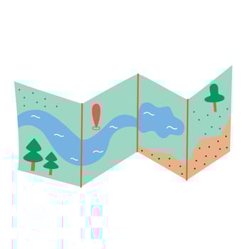 Map of wooded area with destination point for tourist hiking trip vector