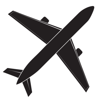 Simple black silhouette of a passenger airplane png