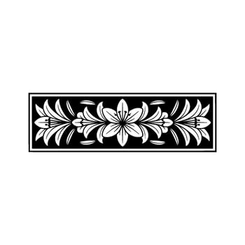 Black White Floral Border, Elegant Lily Motif, Illustration vector