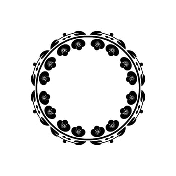 Elegant Black Floral Circle Frame on White Background - Border vector