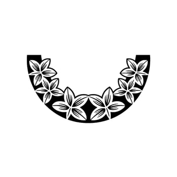 Floral Crescent Ornament Black White Minimalist vector