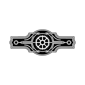 Steampunk Emblem Mechanical Gear on White Background vector