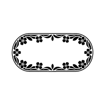 Floral Oval Frame, Elegant Black White vector