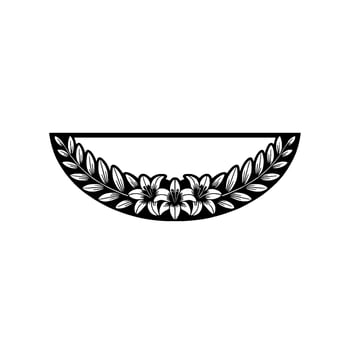Elegant Floral Crest, Black and White, Minimalist Style vector