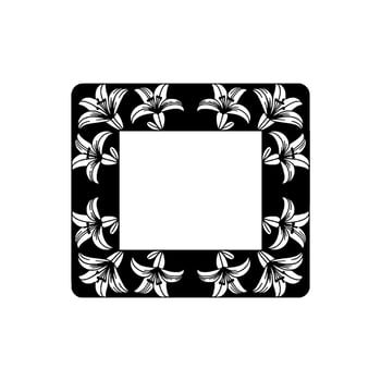 Elegant Lily Frame in Black and White Floral Border for Invitations vector