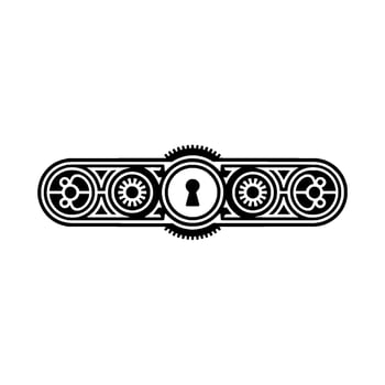 Ornate Black Keyhole on White Elegant Patterned Element vector