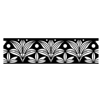 Elegant Art Deco Floral Border Black White Element vector