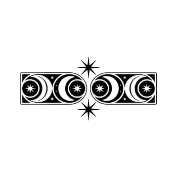 Celestial Border Crescent Moons and Stars, Illustration vector