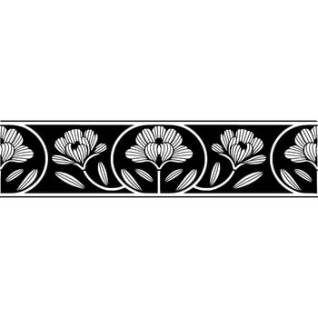 Elegant Floral Border in Black and White, Art Nouveau Style vector