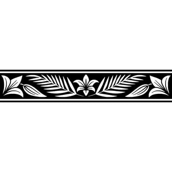 Black and White Floral Border Elegant, Repeating Pattern, Isolated vector