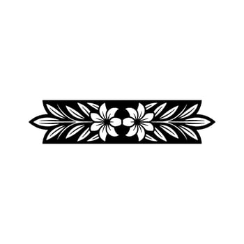 Floral Ornament Border, Black White, Minimalist vector