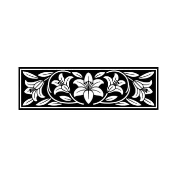 Elegant Black and White Lily Border - Floral vector