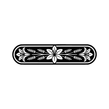 Elegant Lily Floral Border in Black White, Decorative vector