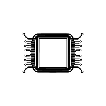 Minimalist Cpu Chip Technology, Connectivity, vector