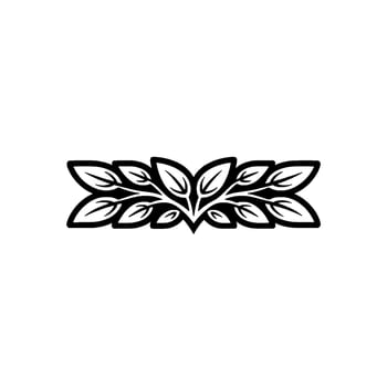 Minimalist Leafy Banner , Black and White on White Background vector