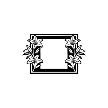 Elegant Lily Frame in Black and White Botanical Element vector