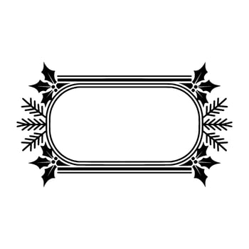 Elegant Christmas Frame with Holly and Fir in Black and White vector