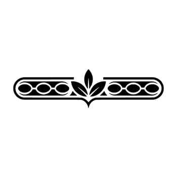 Elegant Black White Decorative Element, Leaf Motif vector