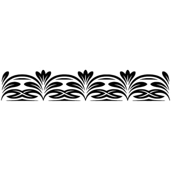 Elegant Black Floral Border on White Background - Tattoo vector