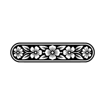 Floral Decorative Border Black and White Minimalist vector