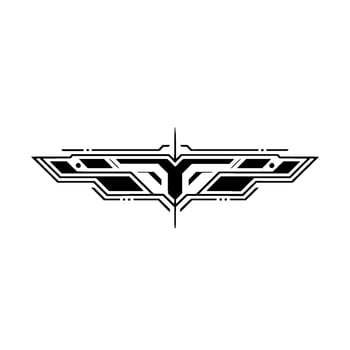 Abstract Tech Emblem Geometric Lines on White, Futuristic vector