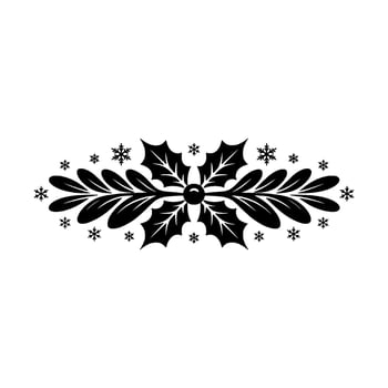 Minimalist Christmas Decoration Holly Snowflakes, vector